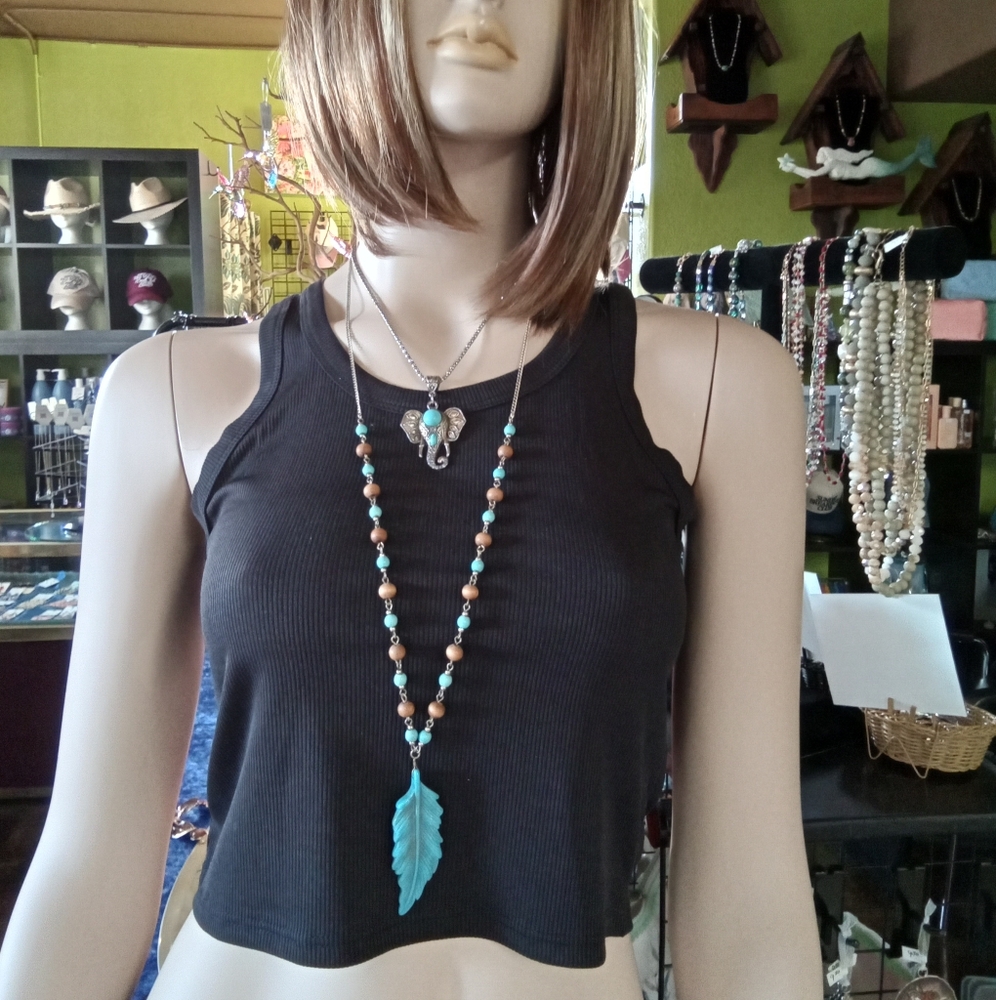 Boho Breeze Turquoise Leaf Necklace